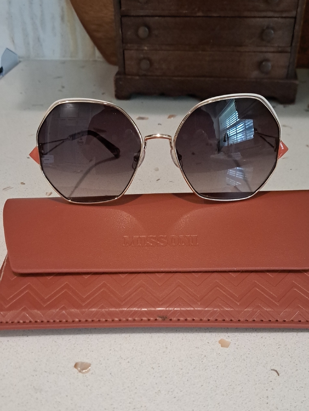 NWT Missoni Gold Frame Sunglasses with Dark Gradient Lenses